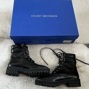 Stuart Weitzman Lexy LEATHER LACE UP BOOTS
